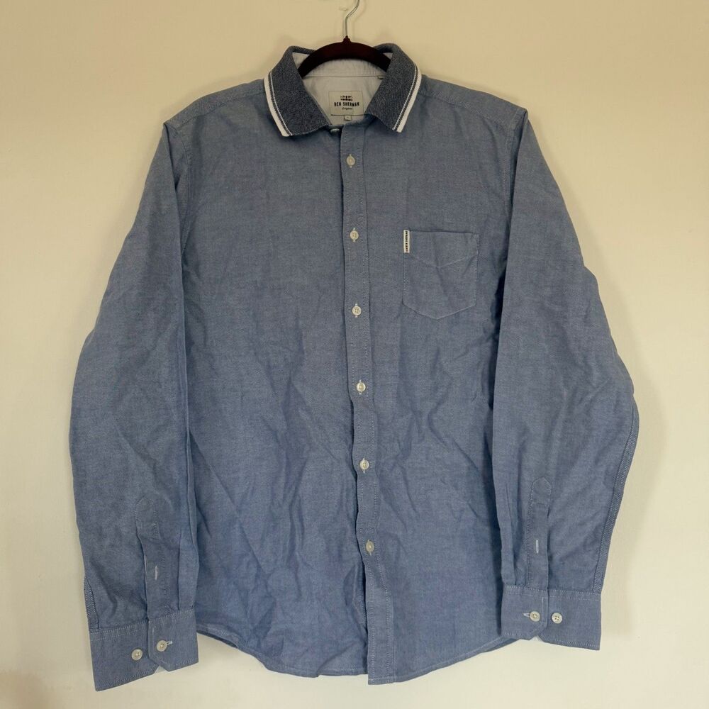 Ben Sherman Original Oxford Shirt Mens Large Blue Button Up 100% Cotton